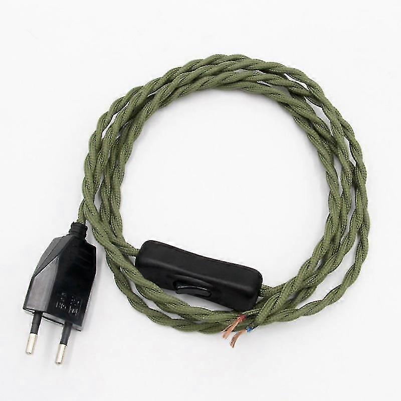 Vintage Netzkabel EU-Steckerkabel mit Schalter Twisted Pair