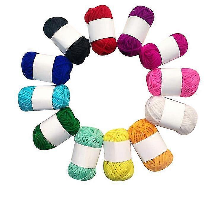 12 Multicolor Knitting And Crochet Yarn, Starter Kit For Colorful Craft