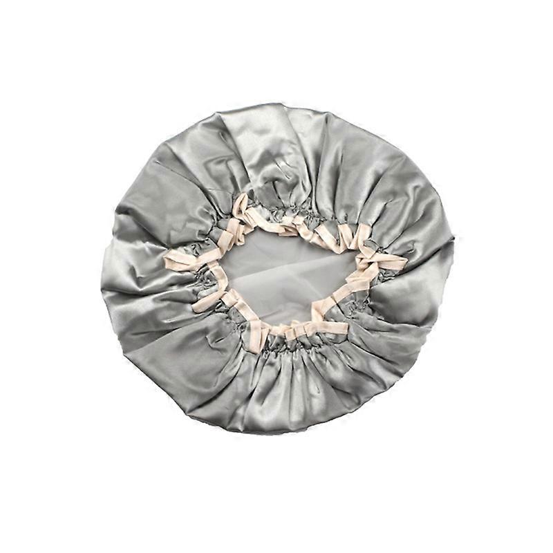 Shower Cap Waterproof Reusable Double Layers Elastic Shower Hat for Bathroom