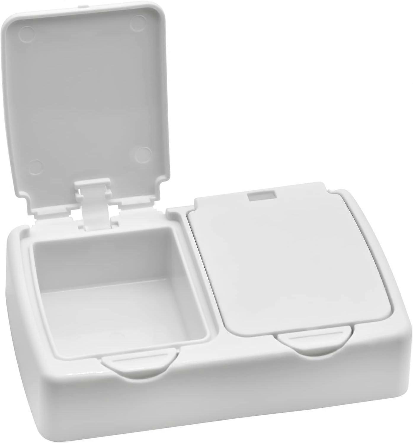 Promotional sales Desktop Storage Box,Small Plastic White Storage Containers Box with Lids Two Squares Mini Box for Storage Small Items,Beads,earplug,