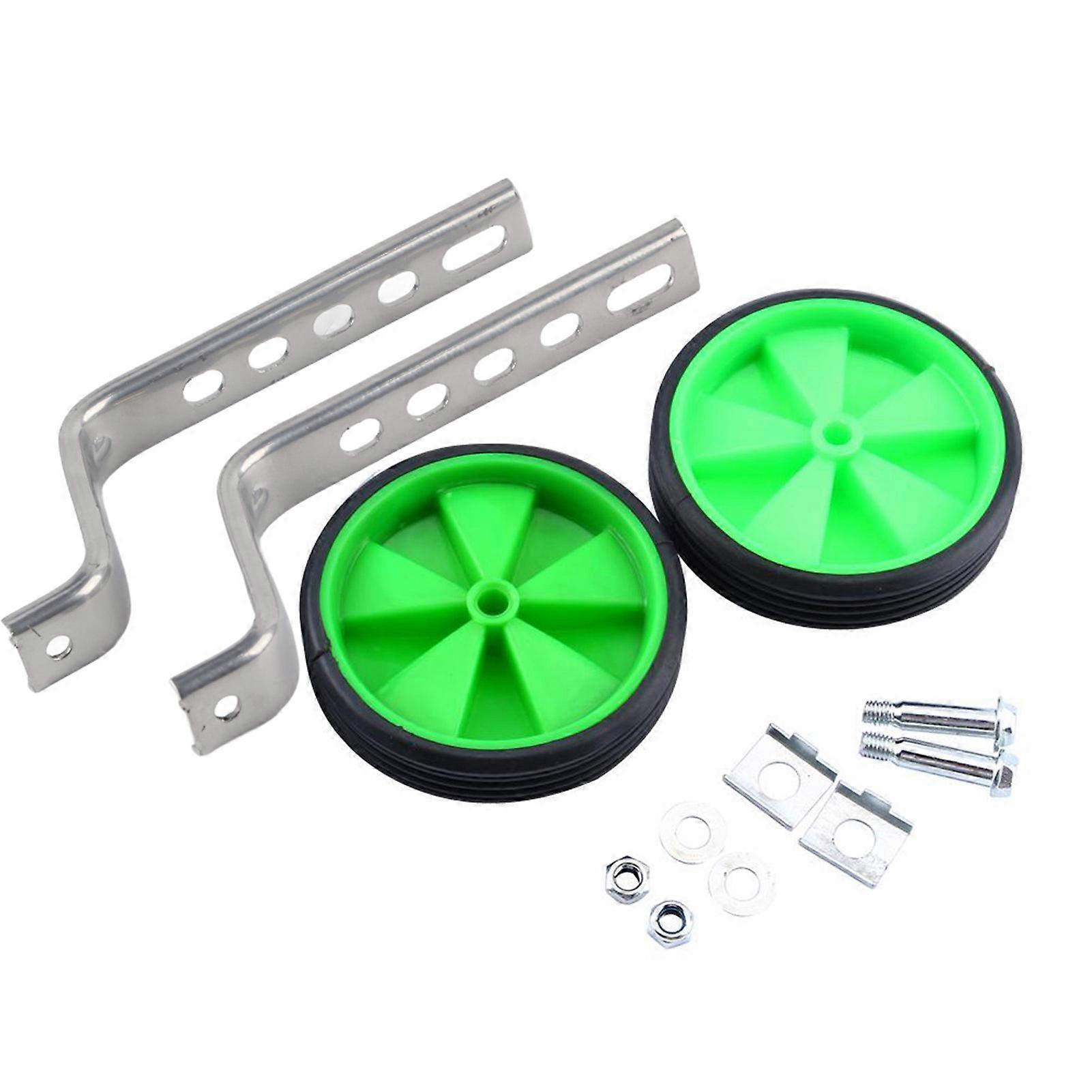 2Pcs Adjustable Training Side Wheels Stabilizer for Children 1220" Bicycle Balance(Green)