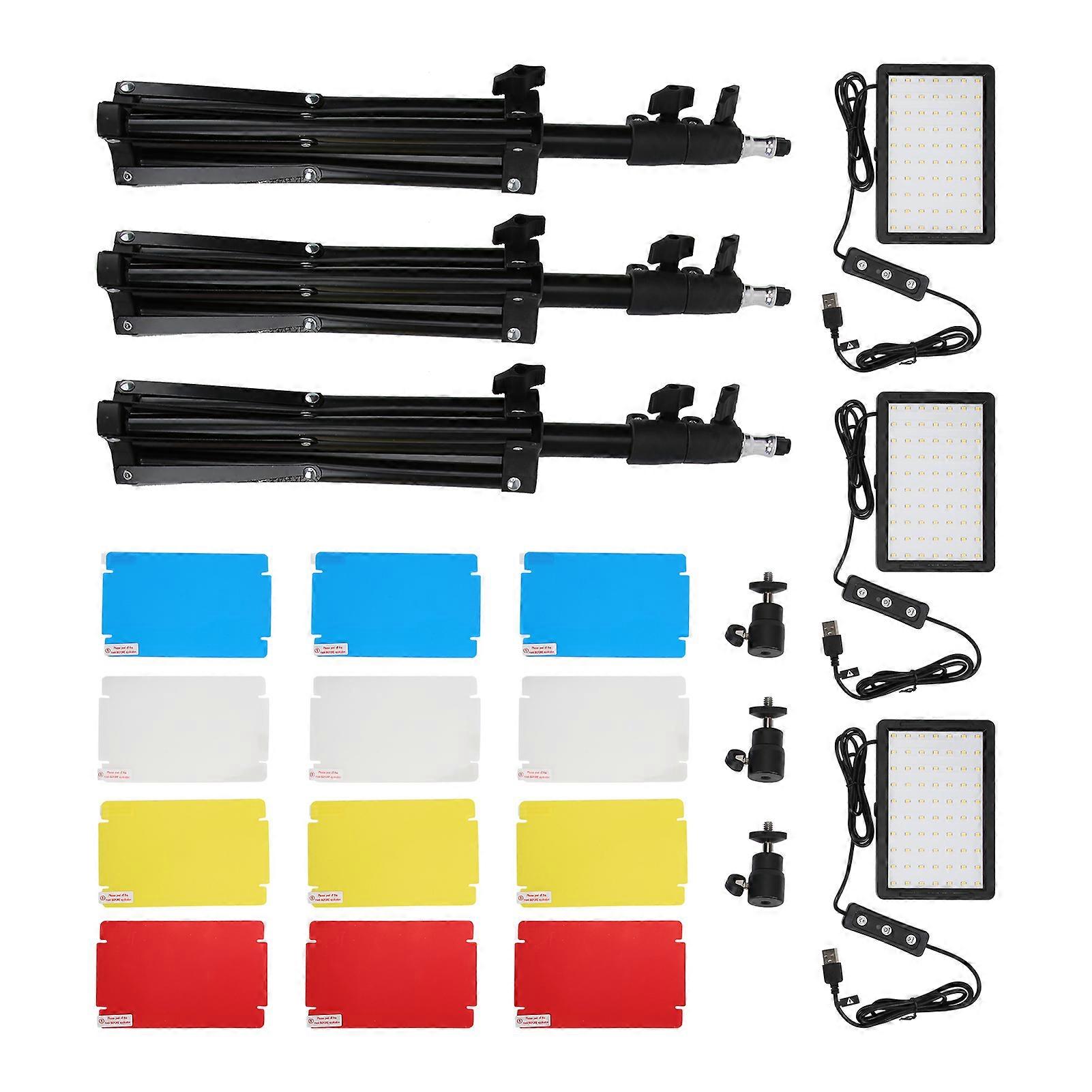 LED-videolampa, 70 lysdioder, justerbart stativ, färgfilter