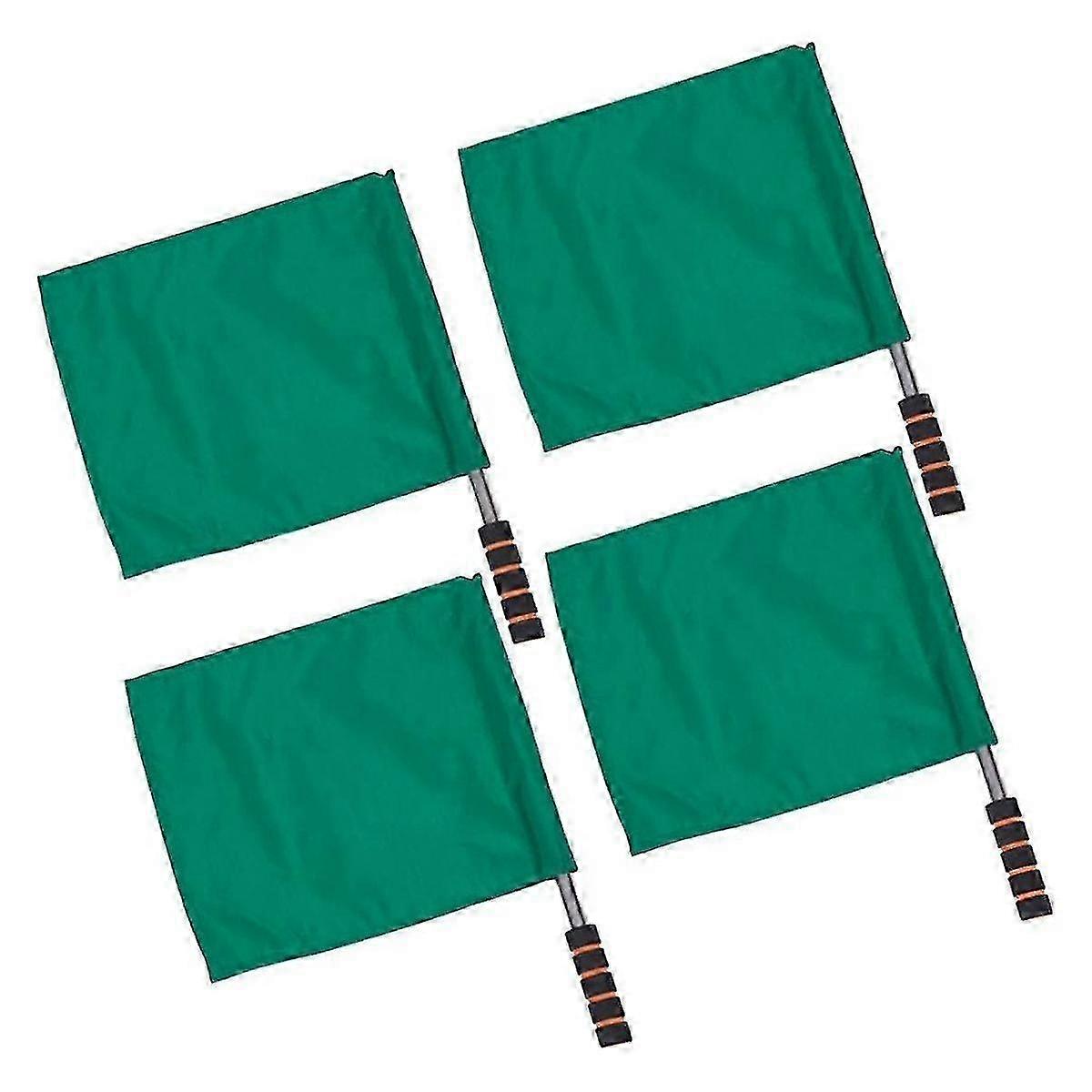 Green Sports Referee Flag 4 Pieces Track and Field Event Referee Flag Football Goal Flag Flag Bearer - JA