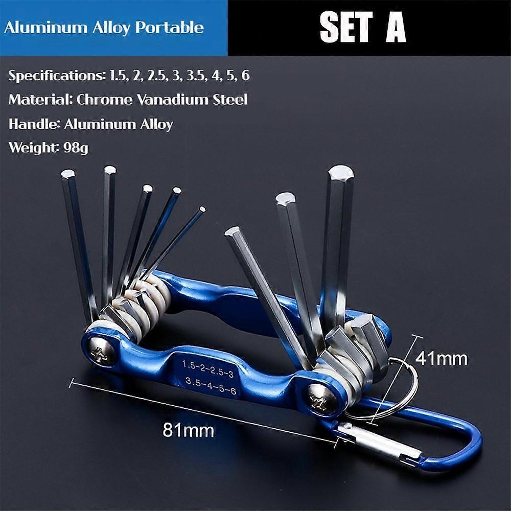 8-in-1 Folding Hexagonal Wrench CR-V Material Multi-functional Folding Wrench for Cycling/work Portable Hand Tool Set