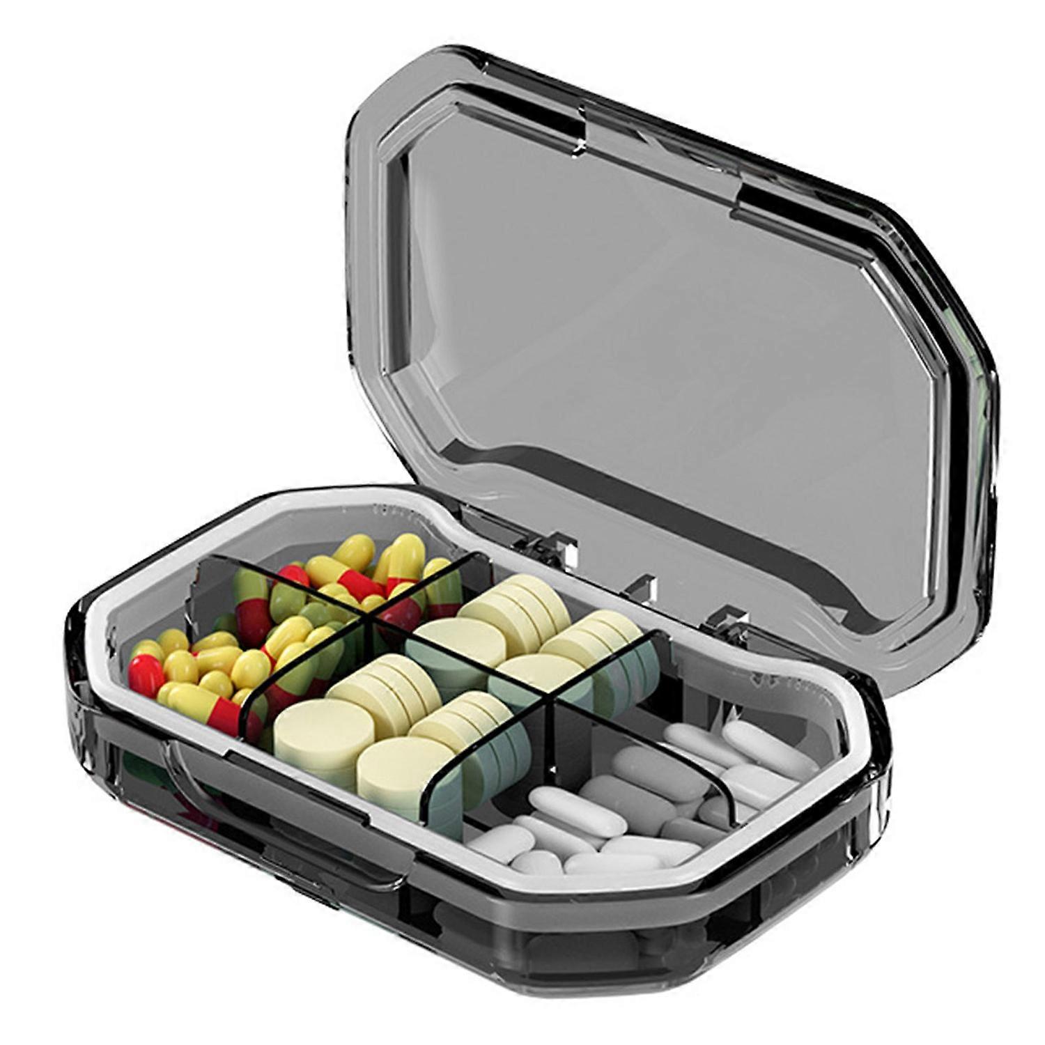 Convenient 7-Day Pill Box Dispenser 4/6-Grid Design Large Space Buckle Fix Good Sealing Pocket-sized