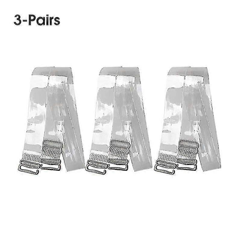 Z 3 Pairs Clear Bra Straps, Stainless Steel Hook Multiple Width Support, Transparent Removable Invisible Replacement Bra Shoulder Straps
