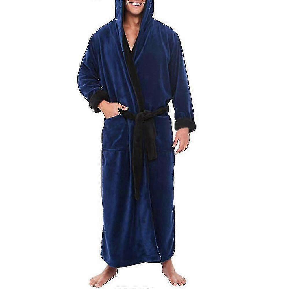 Άνδρες Fleece μακρύ φόρεμα φόρεμα κουκούλα μπάνιο νυχτικό νυχτικό