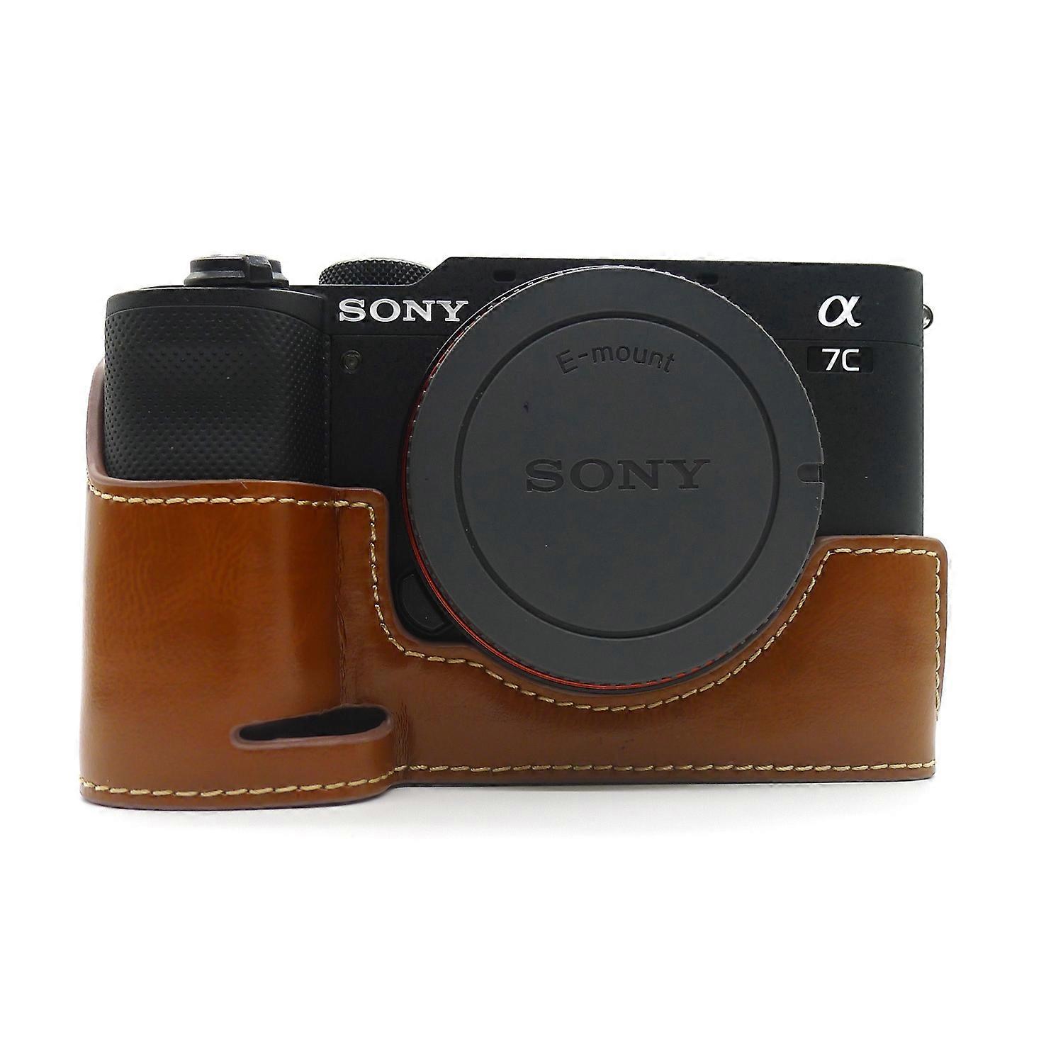 Type C Camera Half Case PU Leather Bottom Protective Cover with Battery Opening for Sony A7C