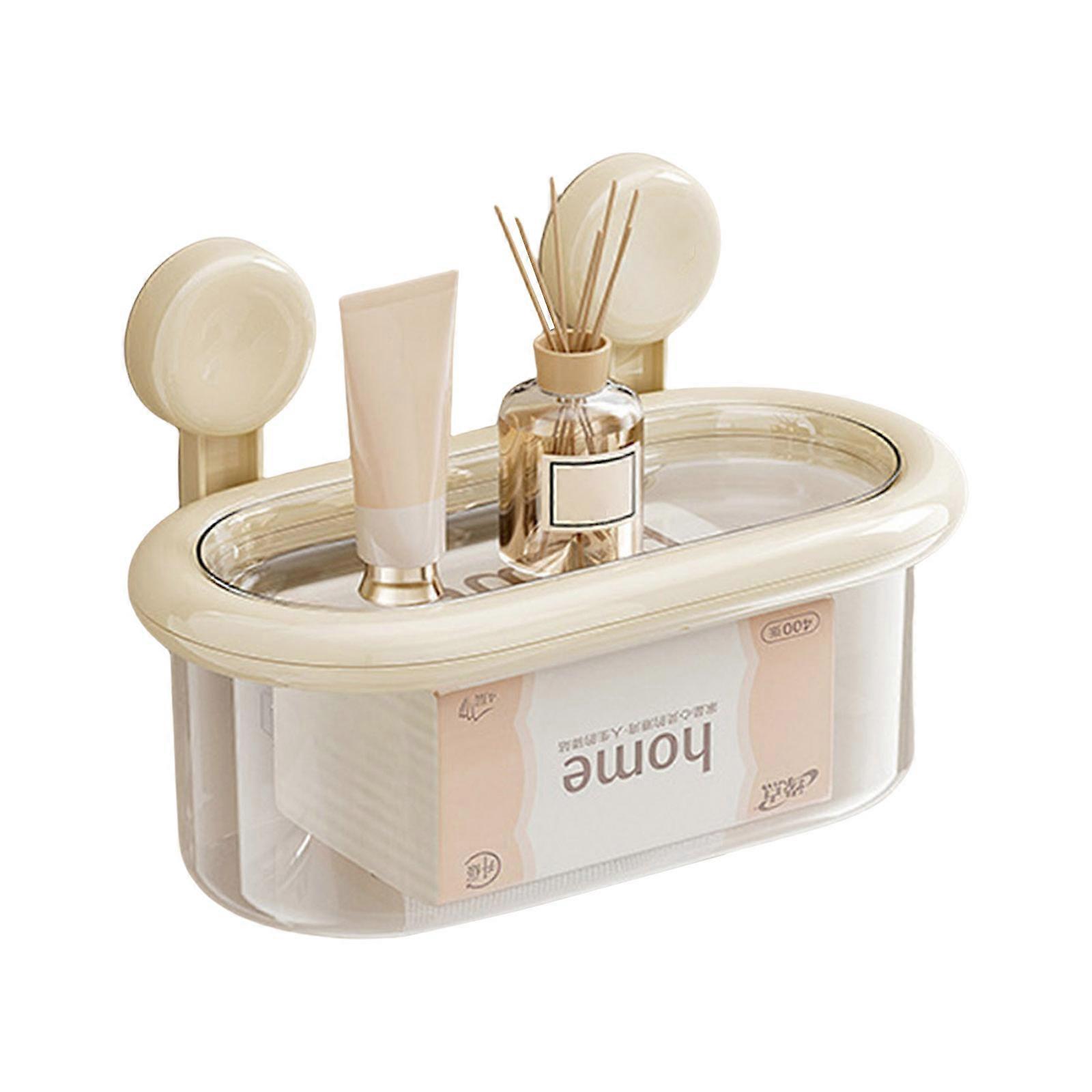 タオルや小物用の多目的ティッシュボックスオーガナイザーウォールマウントトイレットペーパーホルダーエレガントなティッシュディスペンサーミルキーホワイト