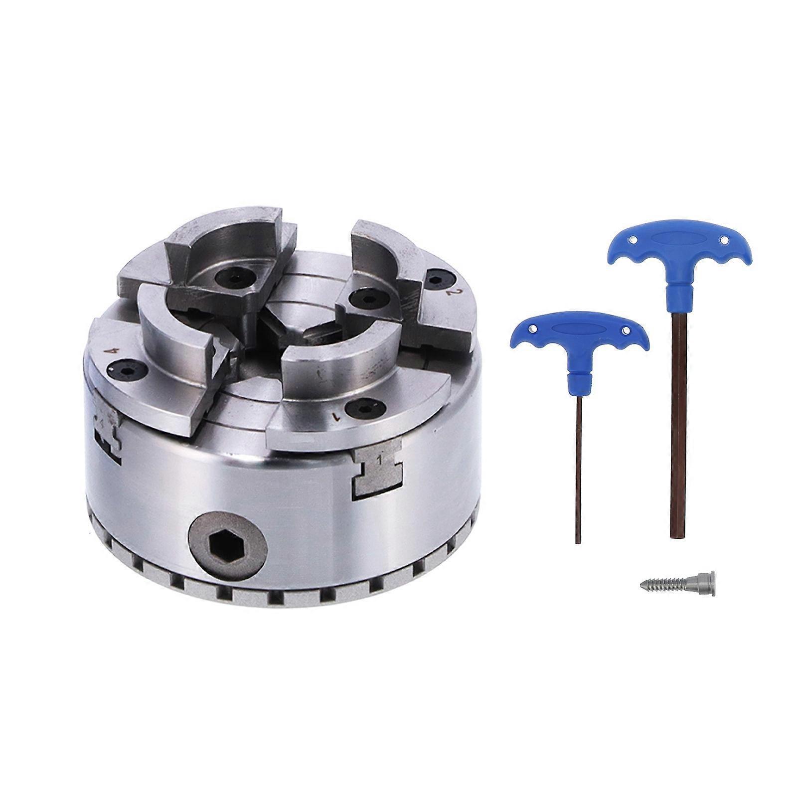 Ouitble Spanndrehfutter Selbstzentrierendes Drehfutter M40 4in 4-Backen Metall für das Spannen in der Holzbearbeitung