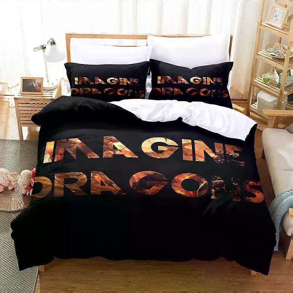 v2052 Prześcieradła Imagine Dragons Pojedynczy podwójny drukowany zestaw pościeli dla chłopców Sypialnia Queen King Size Poszewka na kołdrę Poszewka na poduszkę 3-częściowy zestaw pościeli (1 duv