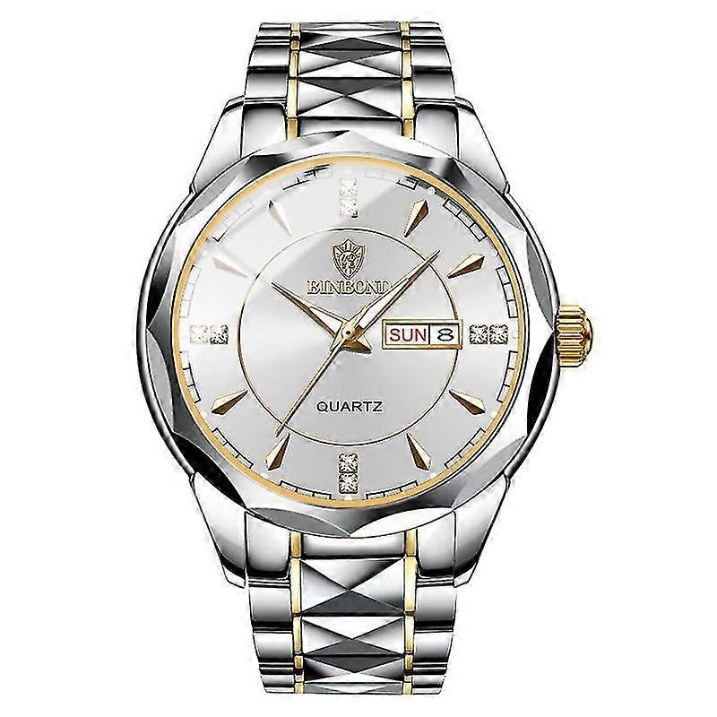 Binbong B5552  Luminous Waterproof Quartz Watch Inter-gold-White