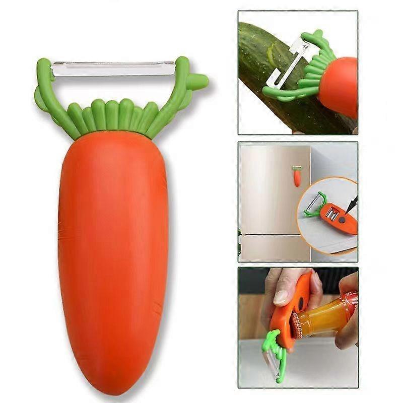 2IN 1 Carrot Shape Peeler Stainless Steel Chip Peeler Fruit and Vegetable Peeler Kitchen Multi-function Peeling Tool