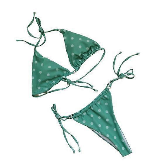 2Pcs/Set Backless Swimsuit Padded Drawstring Pure Color Bikini Set Beach