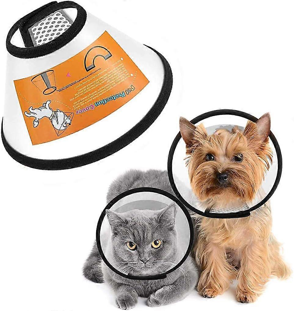 Postoperative Protection, Lightweight Plastic Elizabethan Collar with Hook and Loop Design, Adjustable Recovery Pet Cone for Preventing Biting and