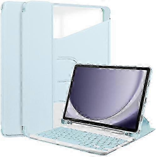 Samsung Galaxy Tab A9+ 360° Rotating Leather Case with Transparent Keyboard Cover
