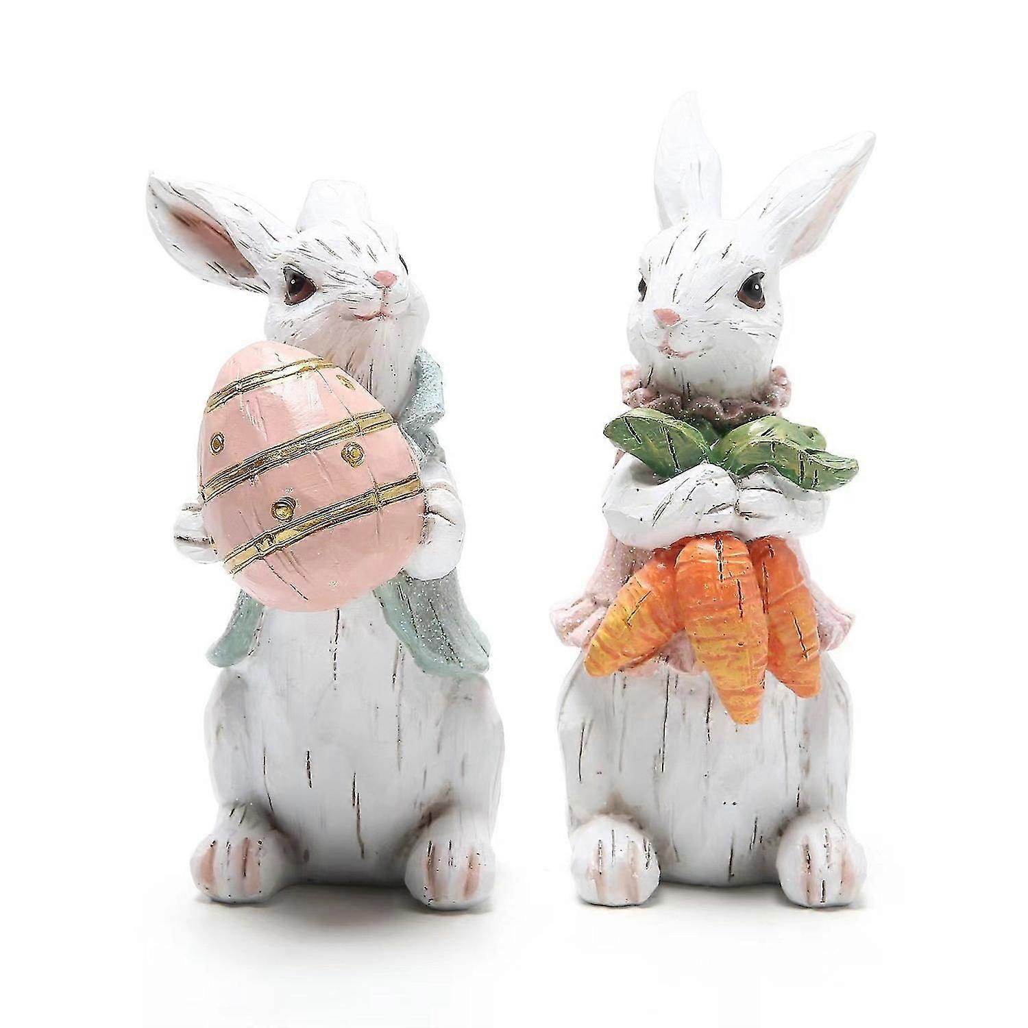 2 pcs Easter Bunny Decorations Spring Home Decor Bunny Figurines  White Rabbit