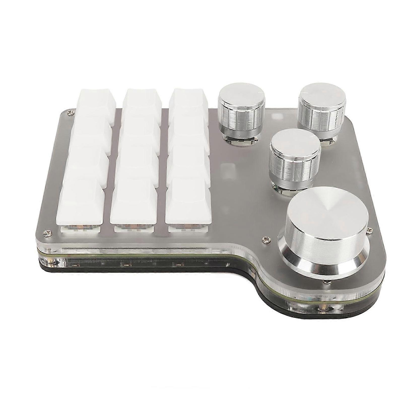 Programmable Keypad 12 Keys 4 Knobs LED Gaming Keyboard USB Bluetooth-compatible 2.4G Wireless Programmable Keypad  White