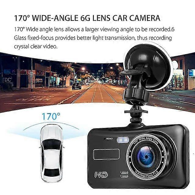 Dash Cam Driving Recorder 4 inch Touch Screen 1080P 170 Wide Angle Front Rear Car Camera G-Sensor Night Vision Motion Detection Parking Monitoring Uni