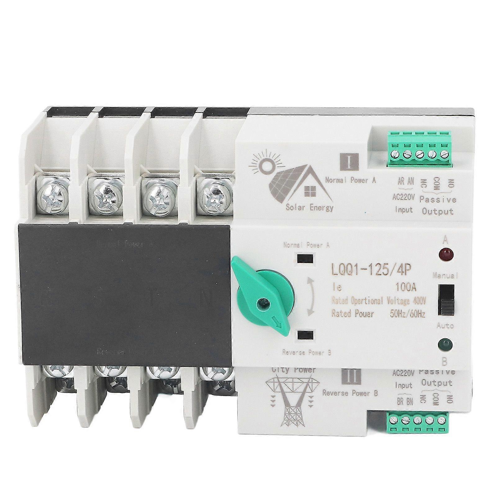 Dual power automatic transfer switch 4P fast switching PV type AC400V 100A suitable for home factory