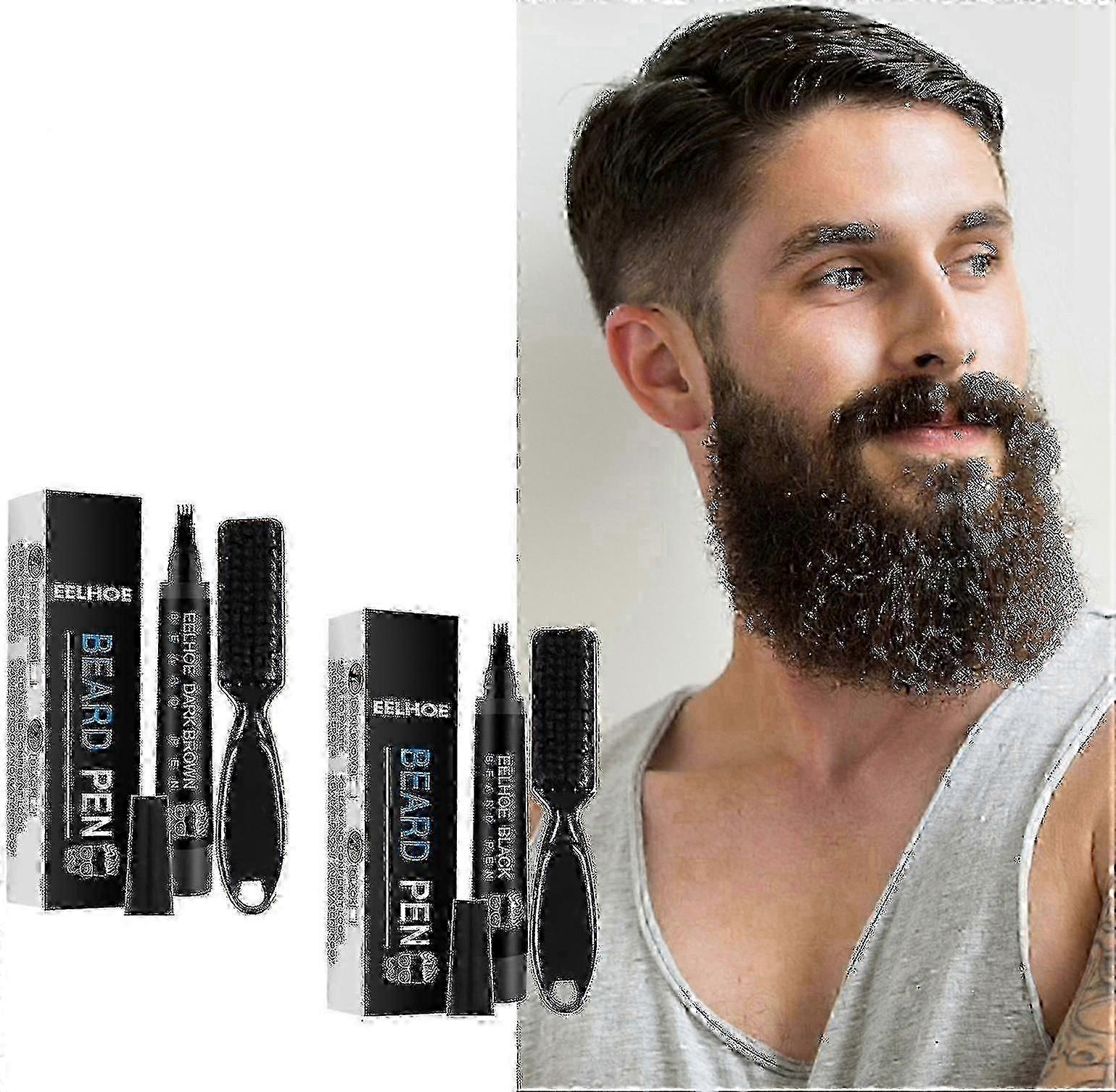 طقم قلم تعبئة اللحية قلم لحية مقاوم للماء قلم تصفيف اللحية فرشاة تصفيف اللحية - 3359597208250 - 8123778414854