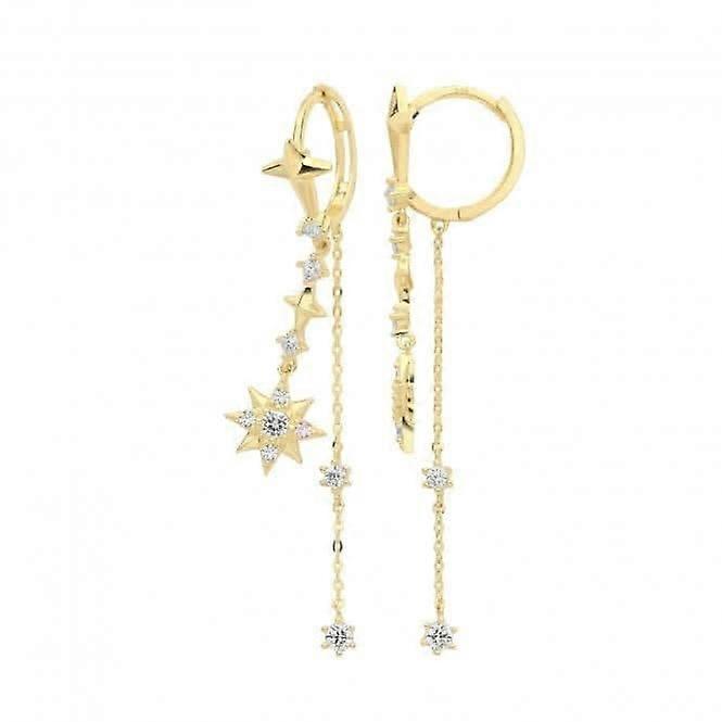 9ct Gold Zirconia Star Drop Earrings ER1176