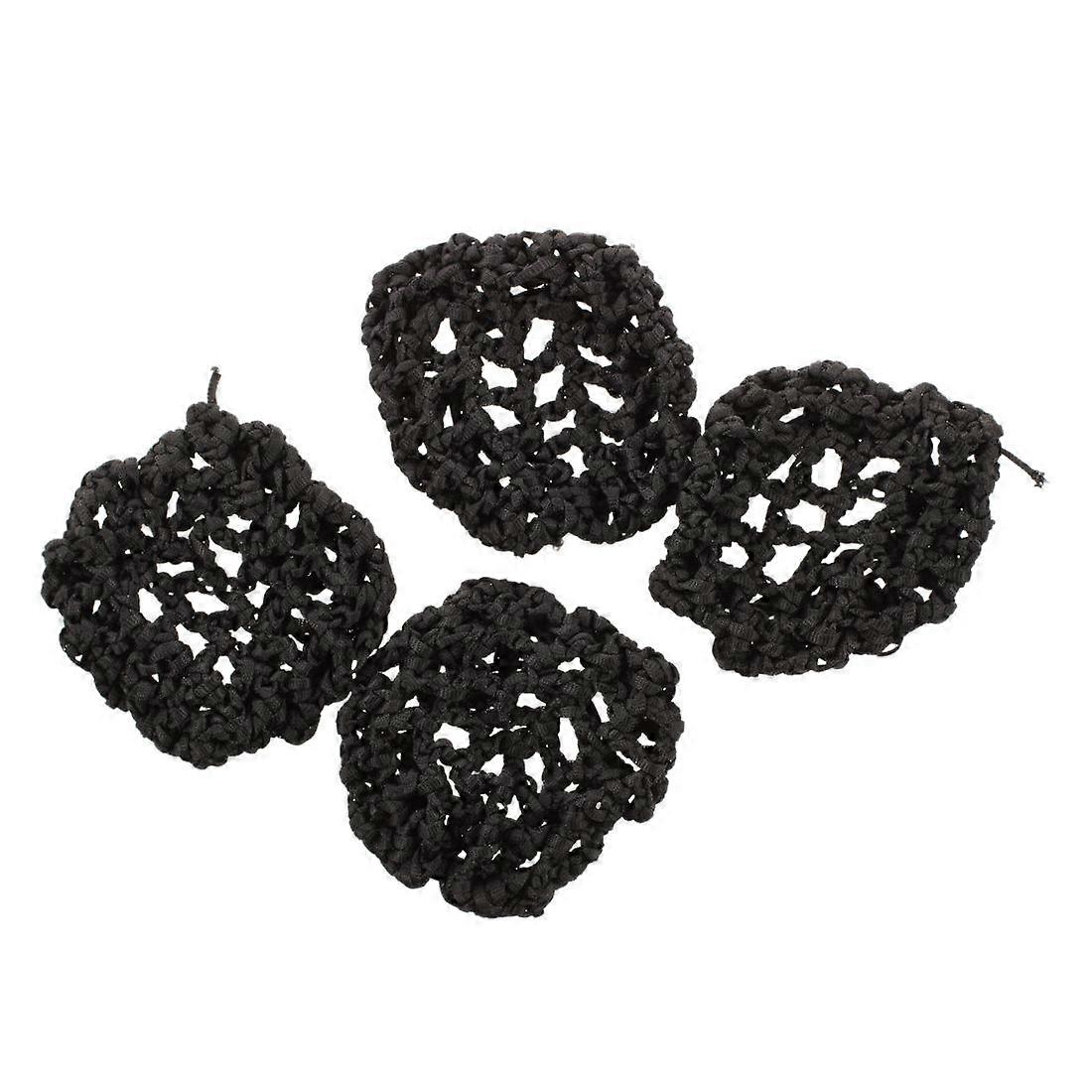 Hotel Waitress Elastic Nylon Black Net Bun Hair Covers Ornament 4 Pcs