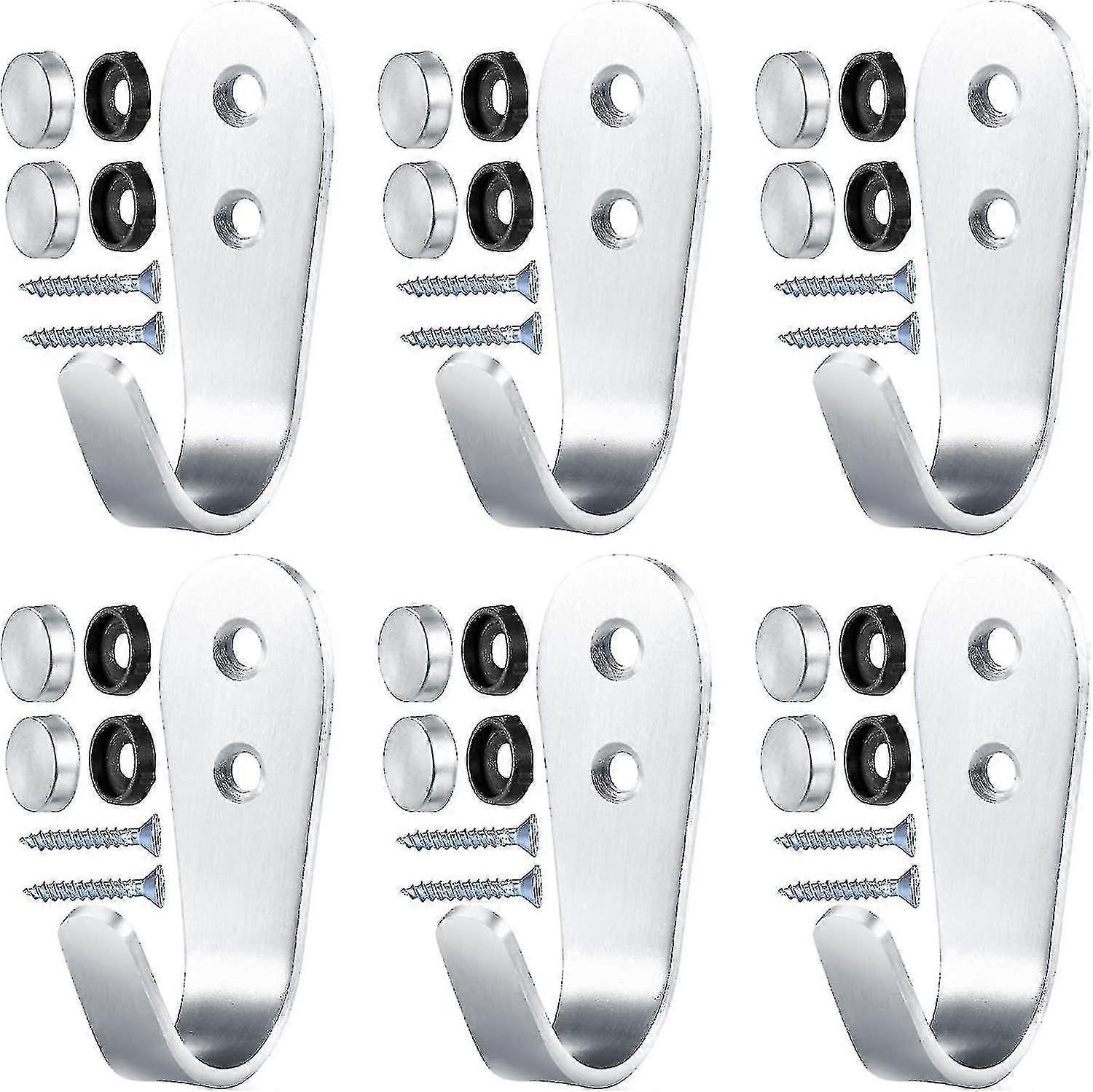 Pack Of 6 Wall Hooks, Coat Hooks, Stainless Steel, Key Hooks, Coat Hooks, Coat Gift-YUHAO