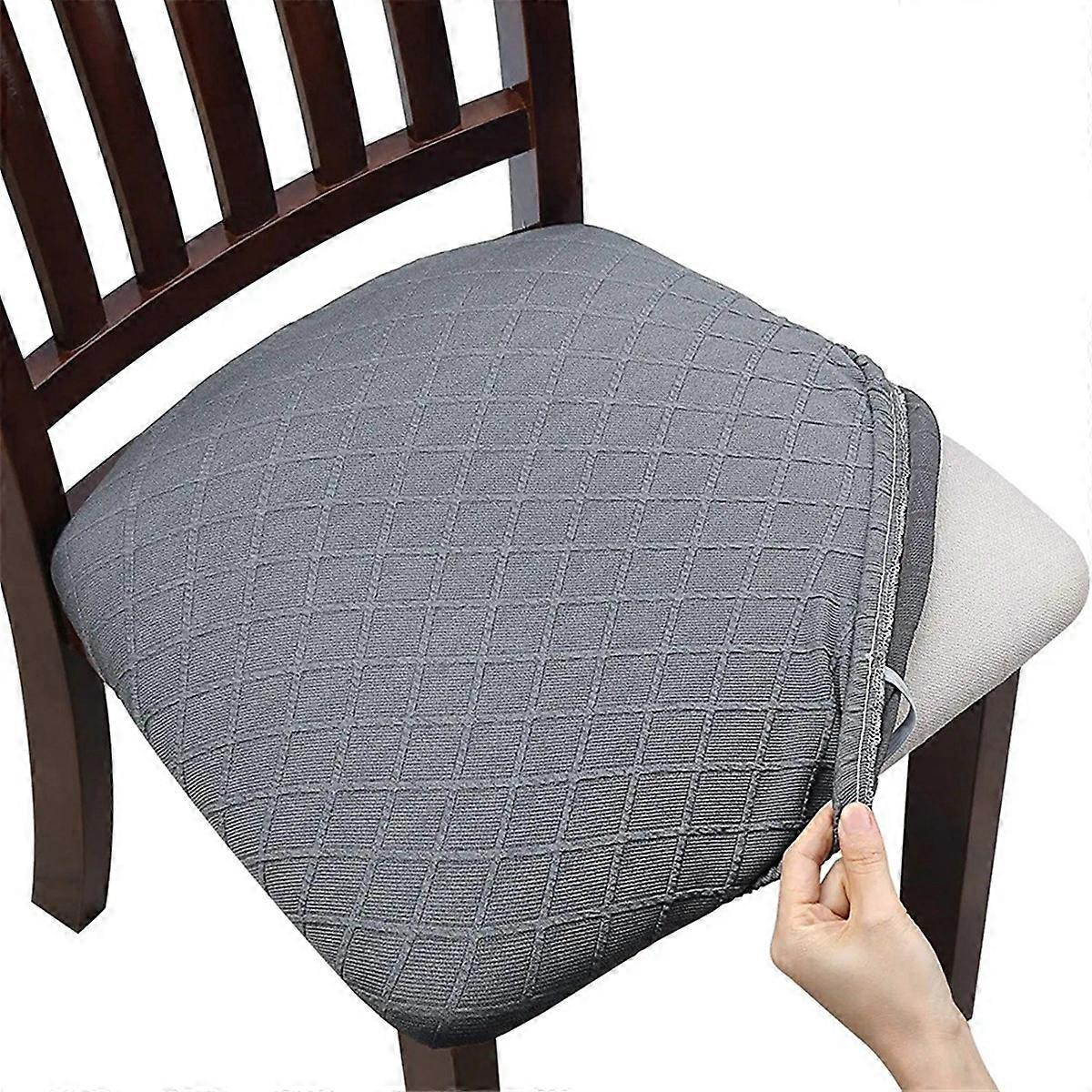 4Pcs Rhombus Lattice Chair Seat Covers - Cushion Slipcovers,B