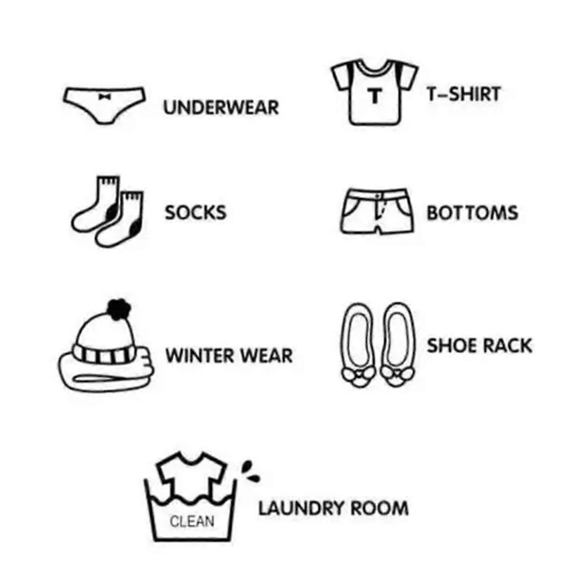 4 Set of Clothes Stickers Home Decor Each Set Has 7 Pieces