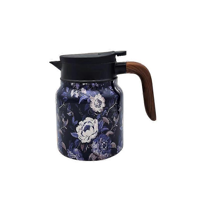 Vintage Floral Pattern Tea Thermos for Outdoor Use, Insulated Stainless Steel, 16 oz, Leak-Proof Design, Travel Mug