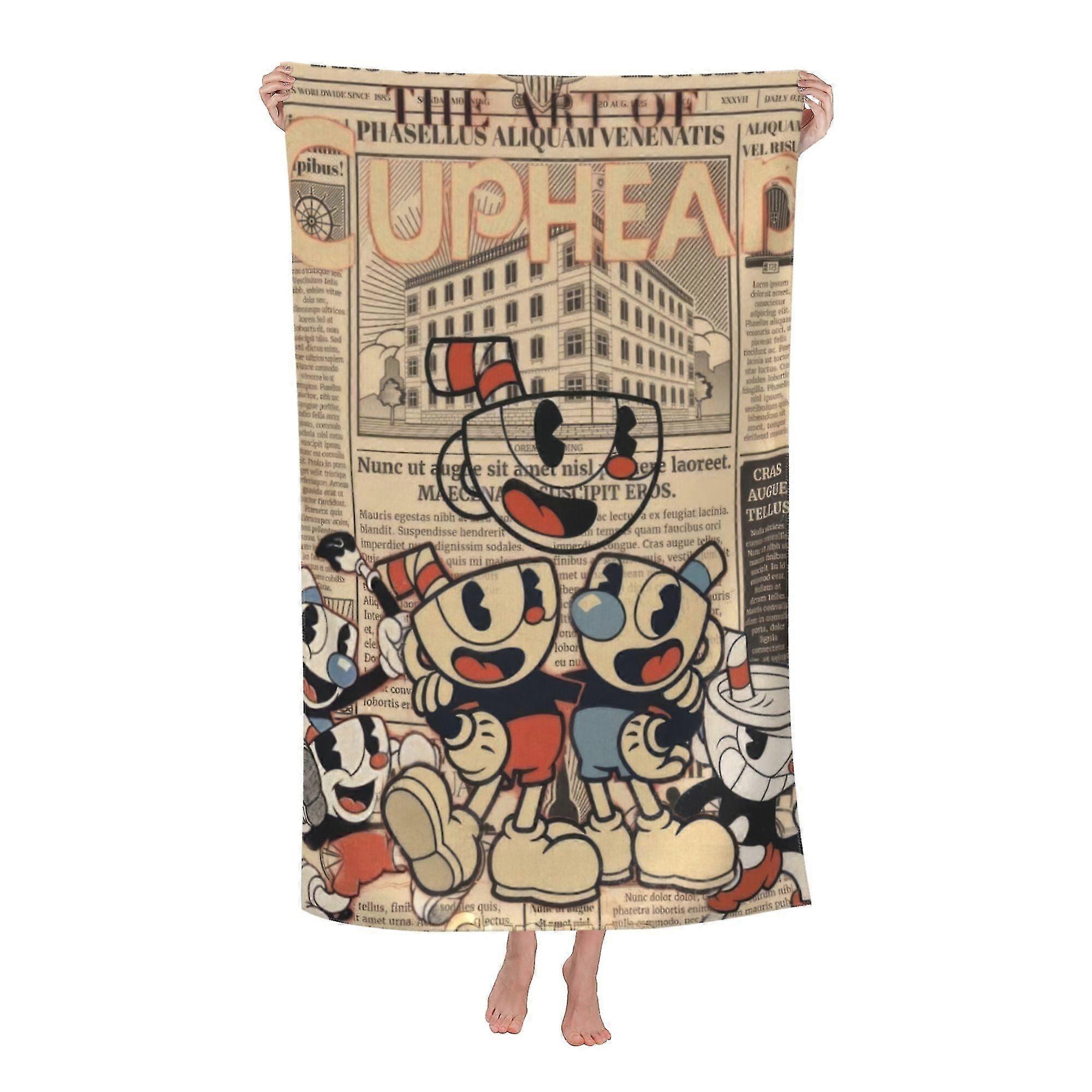 Cuphead Beach Towel, Large Microfiber Bath Towel