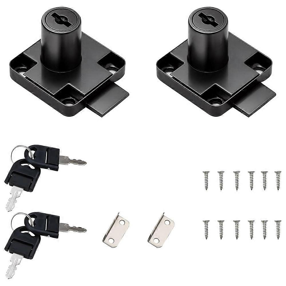 2 Pcs Desk Drawer Lock Alloy Furniture Cylinder Lock with 4 Unive