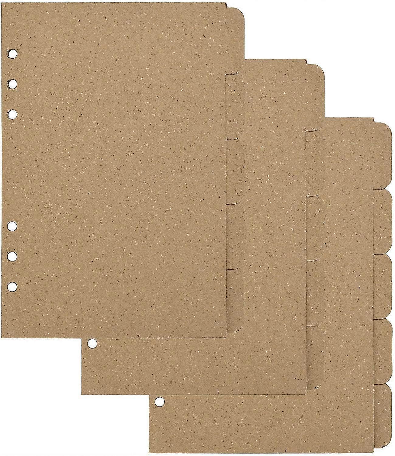 3 Sets Kraft Paper Divider Index Page Tab Cards Pour 6 trous Ring Binders Notebooks Travel Diary Journal Planner (a5)