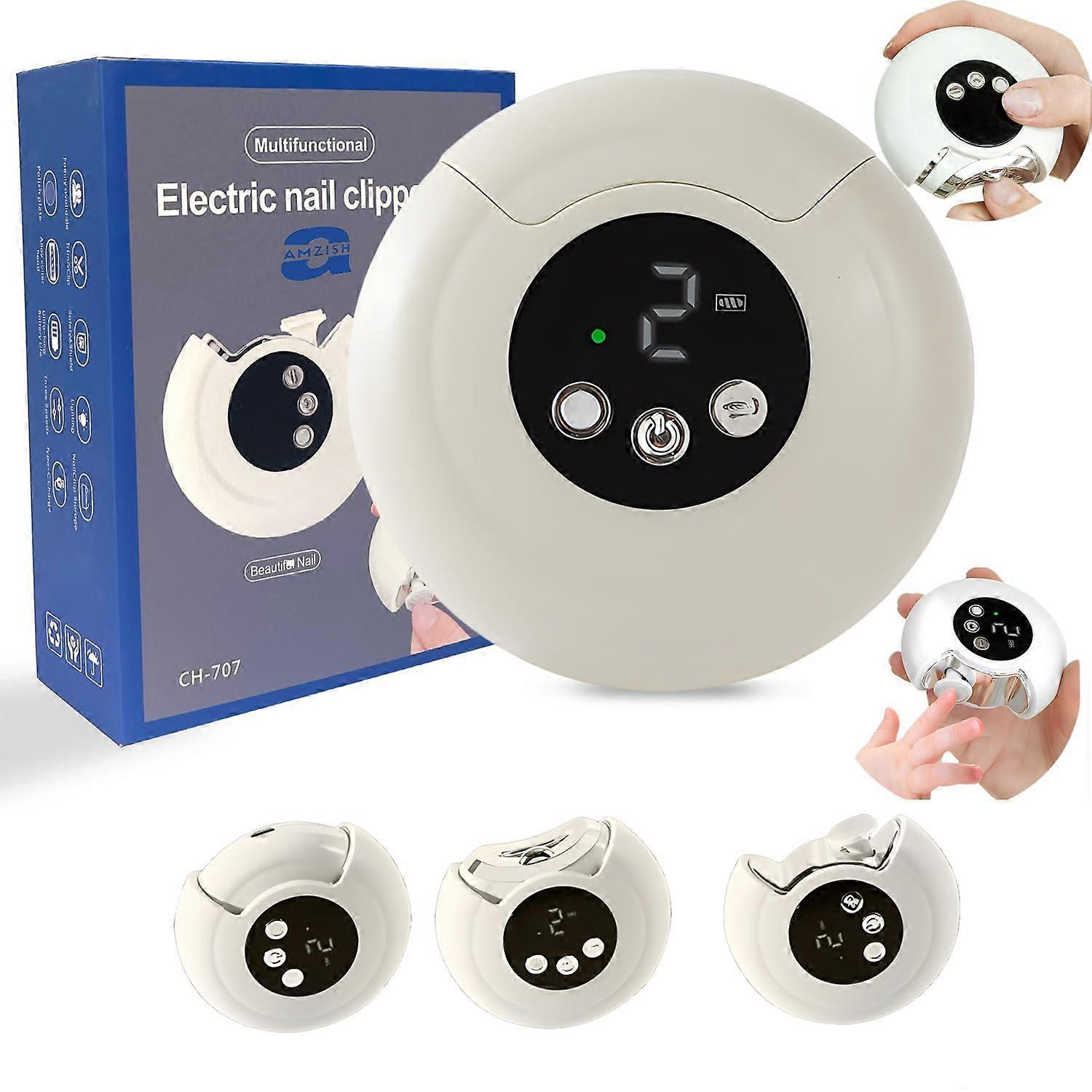 Automatic Electric Nail Cutting Machine with Nail Clipper, Polish Function, Rechargeable, and Nail Dust Storage