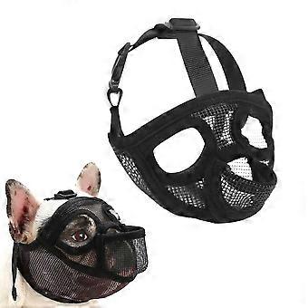 Muselière de bouledogue, museau court pour chien, museau en maille avec conception de langue, museau de chien à face plate (noir)