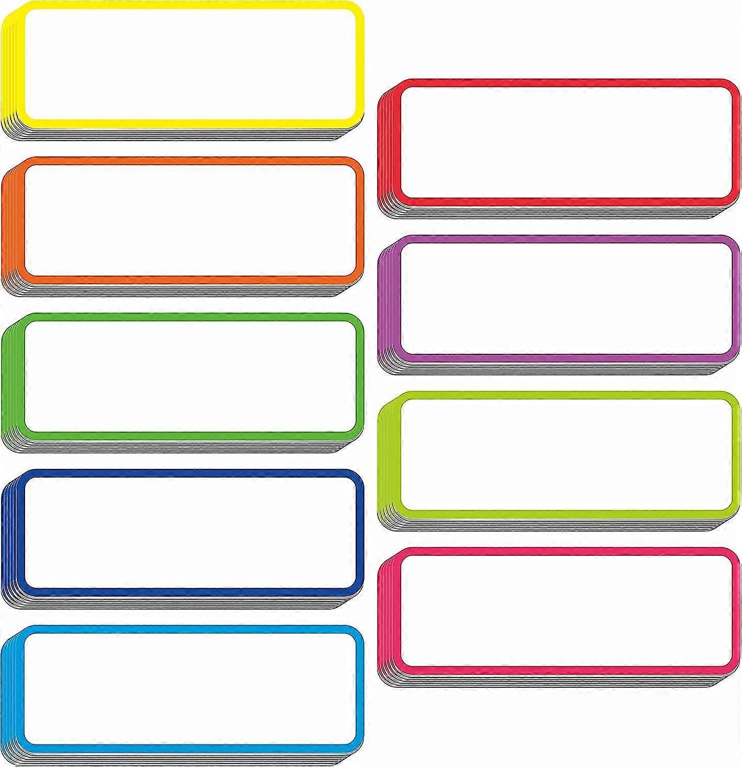 50 Pcs Magnetic Dry Erase Reusable Name Tag Label Plate Rainbow Neon Sticker For Whiteboards Locker School Office(3.2" X 1.2" Each)-YuJia