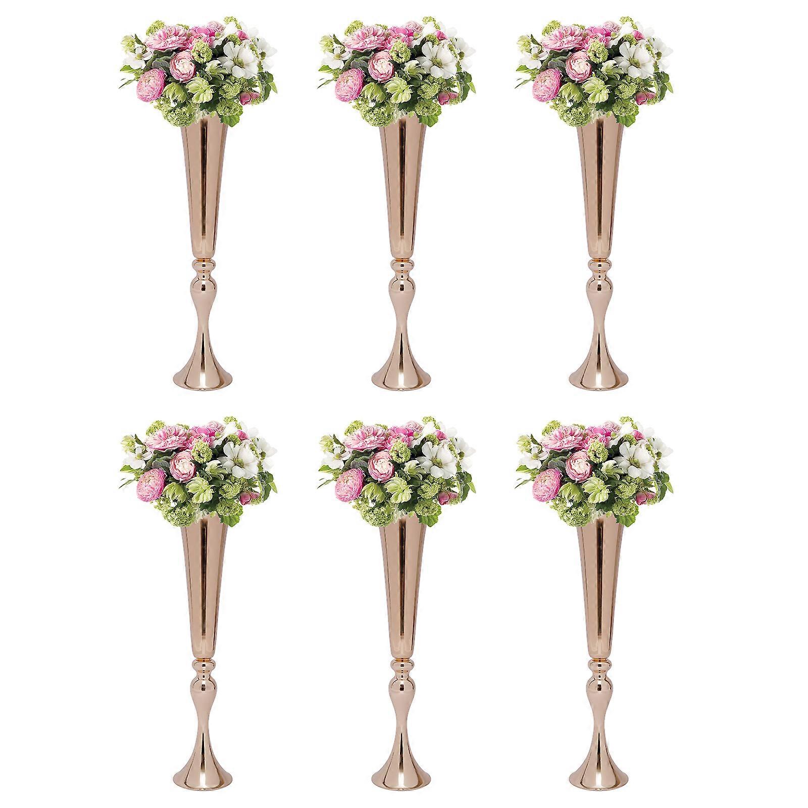 Ensemble de vases en fer évasé en or - finition miroir galvanisé, décor de mariage/événement, durable 13x56,5cm, lot de 6 répartition de l’optimisation