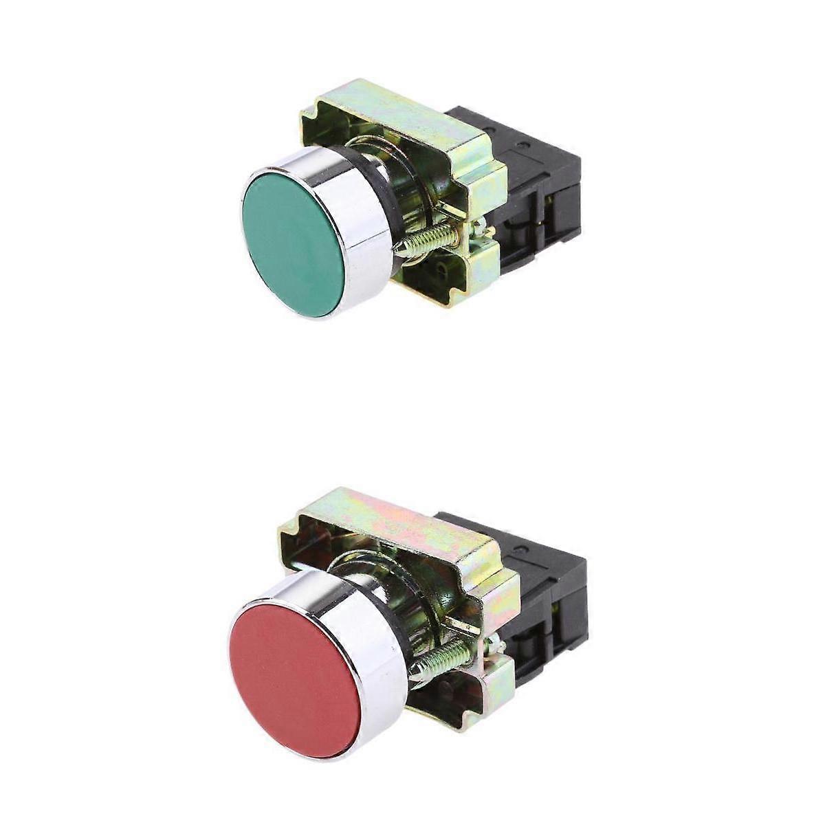 2x Green + Red Panel Mount Push Buttons 22mm Up Down Arrow