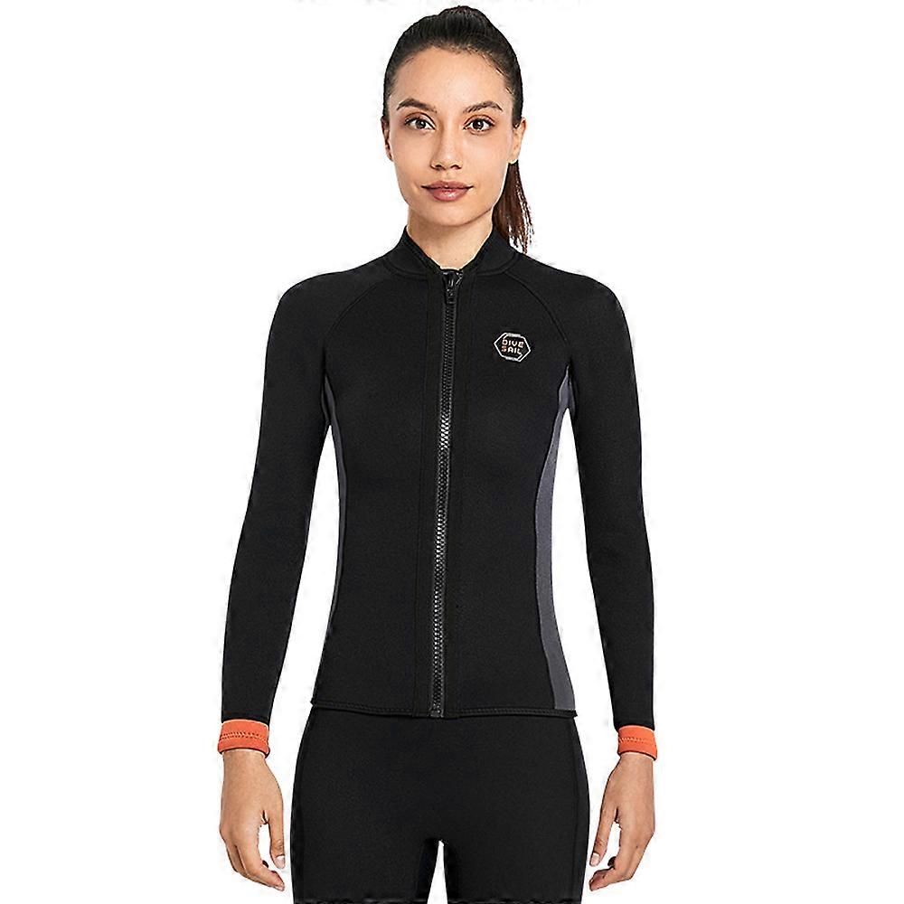 Women 3mm Neoprene Long Sleeve Wetsuit Top XS-XXL Warm Front Zipper