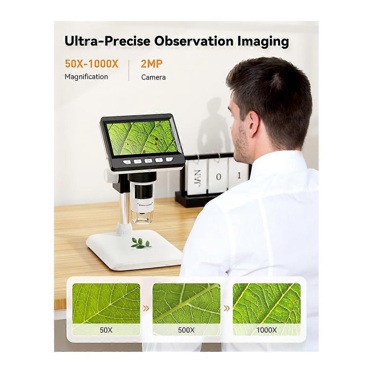 4.3Inch Digital Microscope for Adults, Magnification