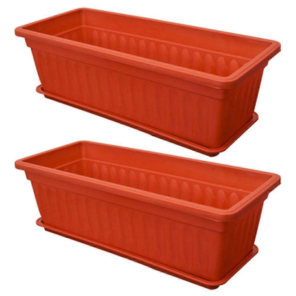Plastic Rectangle Planters for Use Large Vegetable with Pot Tray Easy Drainage for Succulent Flowers