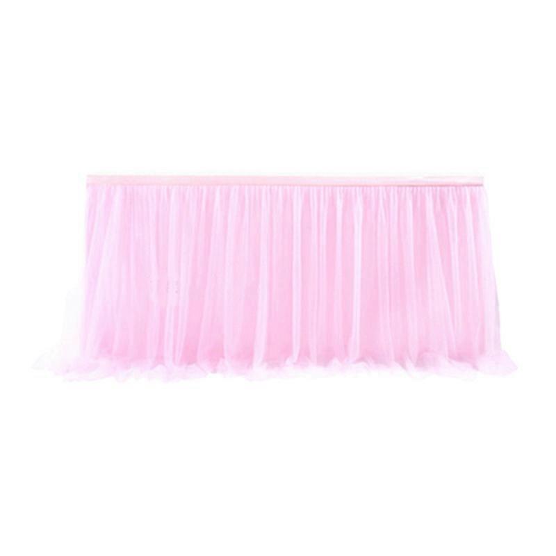 Tulle Table Skirt Table Cover Pink Birthday Wedding Table Cloth (4Ft)