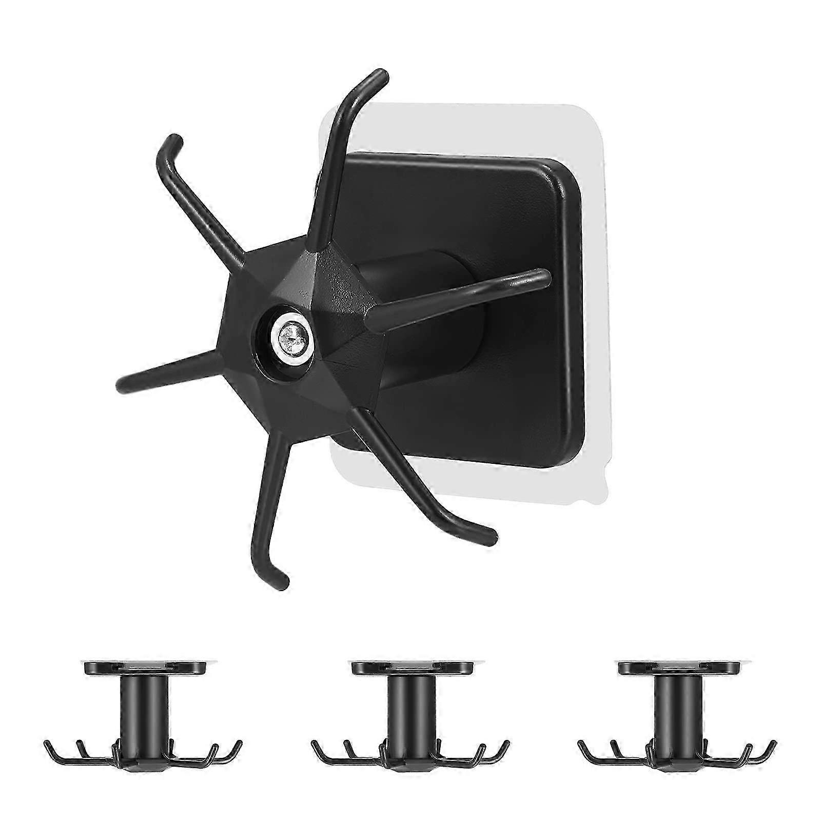 360 Rotating Kitchen Utensil Hooks, 4-Pack No Drill Adhesive Hanging Rack