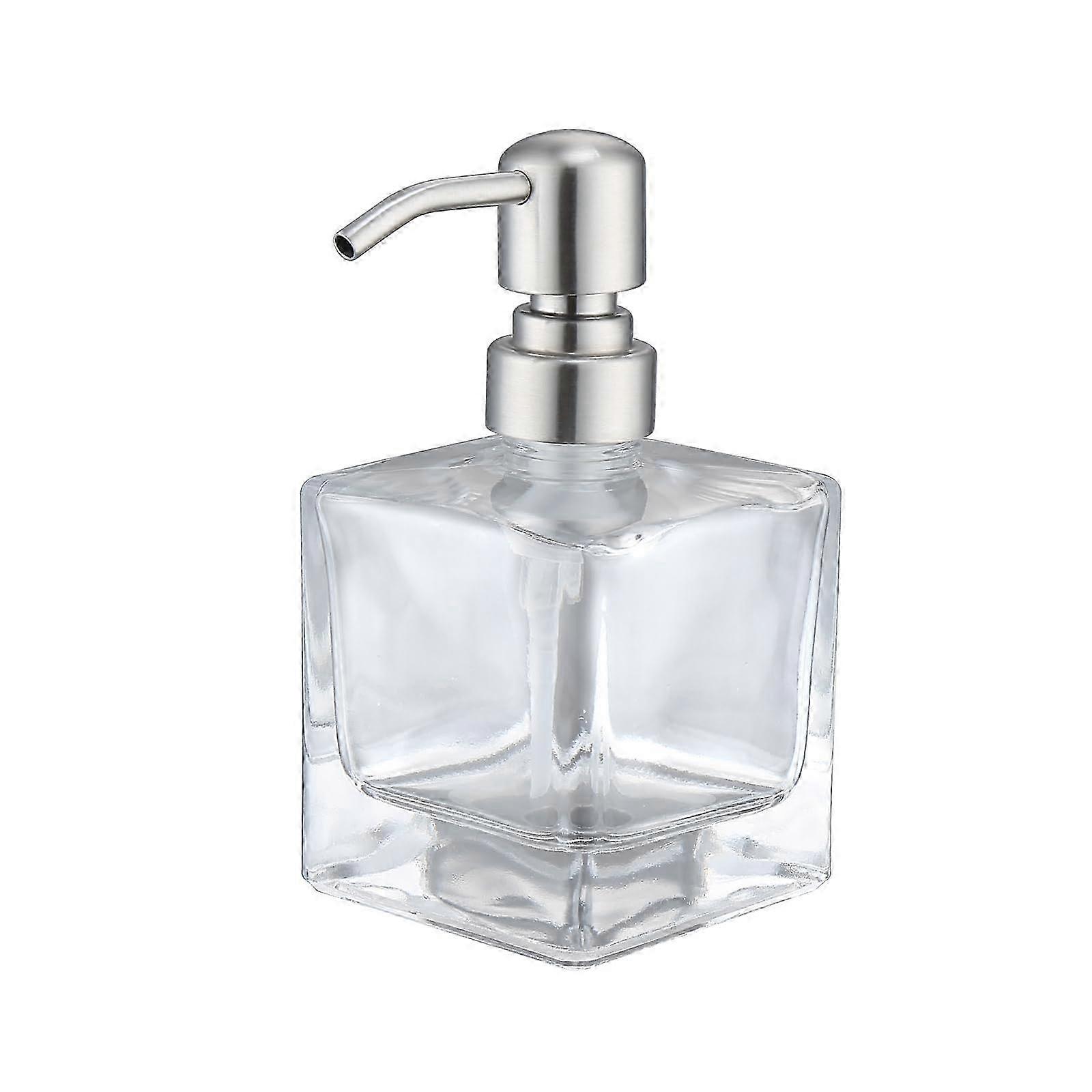 موزع صابون زجاجي من الفولاذ المقاوم للصدأ للحمام وغسل اليدين