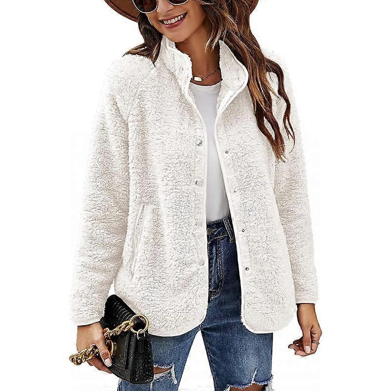 Autumn And Winter New Trendy Women's Warm Casual Jackets Loose Casual Solid Color Coats With Pockets Large Size Women's Tops