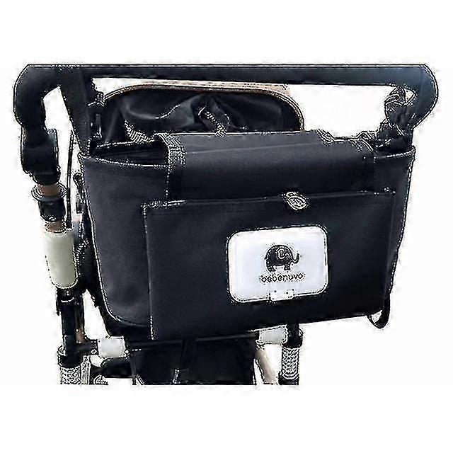 Baby Stroller Accessories 2 In 1 Portable Stroller Organizer Trolley Bag Be Black