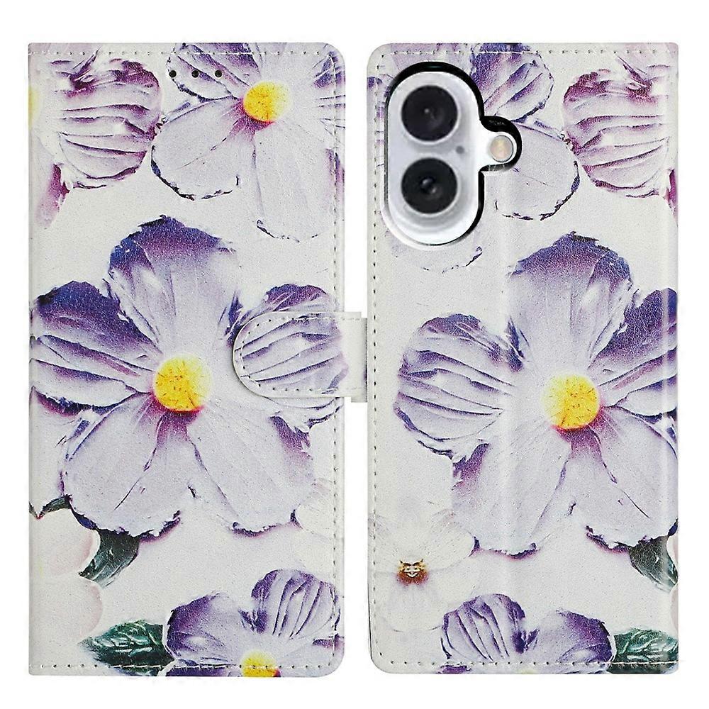 Compatible For iPhone 17 Case Pattern Printing Wallet Stand Flip Leather Phone Cover with Strap