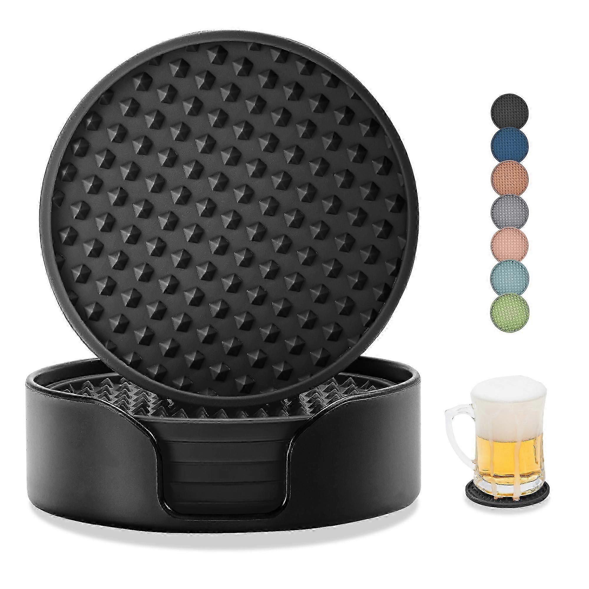 Silicone Beverage Cups with ABS Holder & Coaster Set (6-Pack)