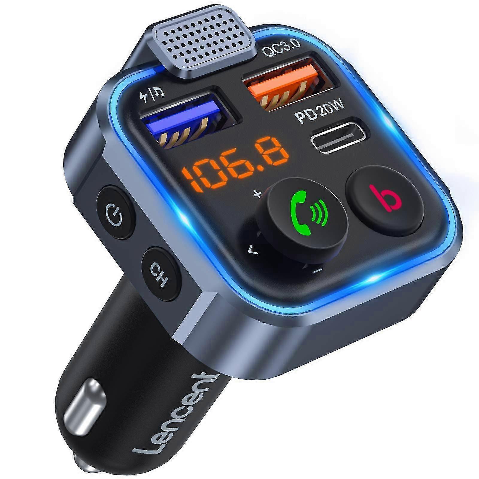 In-Car Adapter FM Transmitter for Hands-Free Calling with Quick Hi-Fi Bass